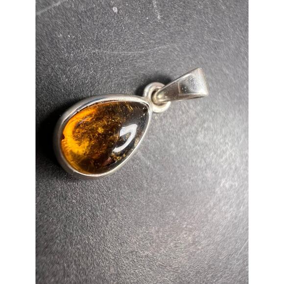 NEW Dravite orange tourmaline sterling silver teardrop pendant 1.49 grams - Picture 2 of 16